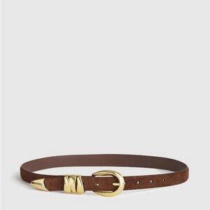MADEWELL Triple Buckle Cognac Suede Leather Belt